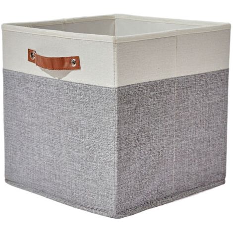 Pack de 1 Boîte de Rangement, Cubes de Rangement pliants en Tissu avec poignée pour Jouets, Les vêtements Serviettes Stockage (Gris/Blanc, 1 Paquet)