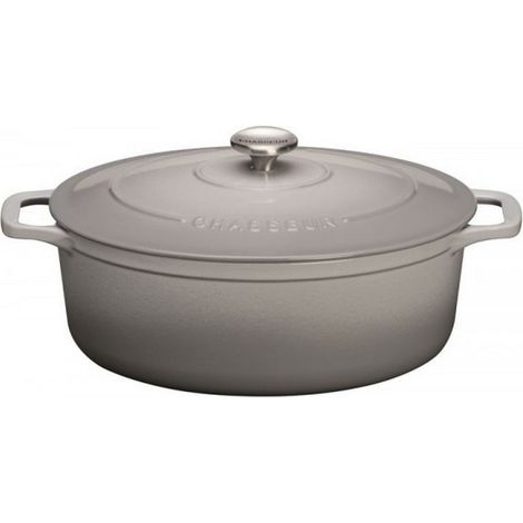 Cocotte ovale en fonte émaillée - INVICTA - Chasseur Invicta Gris - 29 cm - 5 L - Avec couvercle (1/2)