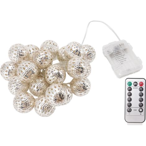 Guirlande Lumineuse LED 2m 20 Ampoules Blanc Chaud 8 Modes Globe Métallique Argenté pour Fête Jardin Décor (1/5)