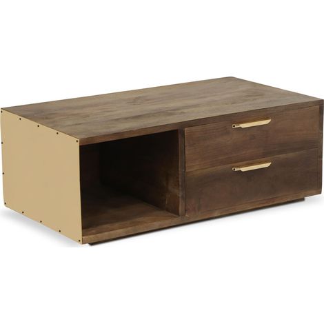 Table basse Firmin Bois et Métal Or