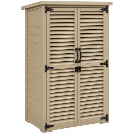 Chariot de jardin Remise en bois de sapin avec rangements et toit (1/5)