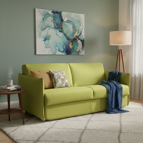 2-Sitzer Schlafsofa Trovo, Abnehmbar, Stauraum Made in Italy, Klappöffnung, 180x95 cm Grün (1/5)