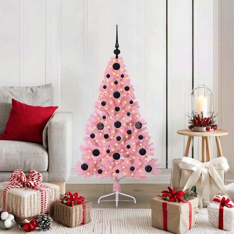 Künstlicher vorbeleuchteter Weihnachtsbaum Rosa 120 cm PVC