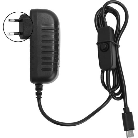 Alimentation Secteur 5V 3A Type-C pour Raspberry Pi 4B avec Interrupteur Marche/Arrêt - 100-240V (Fiche EU) (1/5)