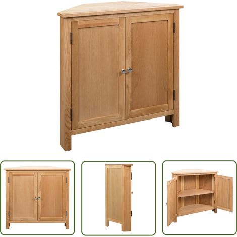 The Living Store Eckschrank 80x33,5x78 cm Massivholz Eiche - Holzschrank - Eckschrank - Wohnzimmermöbel - Stauraum - Eichendimension (1/5)