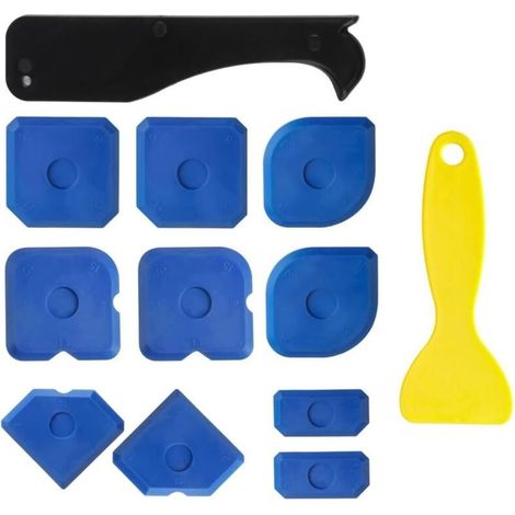 Lisseur Joint Silicone - Grattoir Déjointeur Carrelage - Outil Lissage Enlèvement Joint Cuisine Salle De Bain Résine Acrylique - 12 Pièces (1/5)