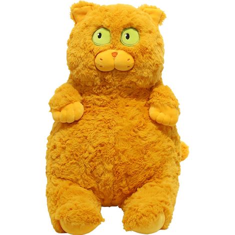Peluche Chat Mignonne, Douce et Douce pour la Peau, Douce et Moelleuse, Chat Court en Peluche avec un Visage Fixe, Oreiller de Sommeil Câlin pour la Maison, Marron (1/5)