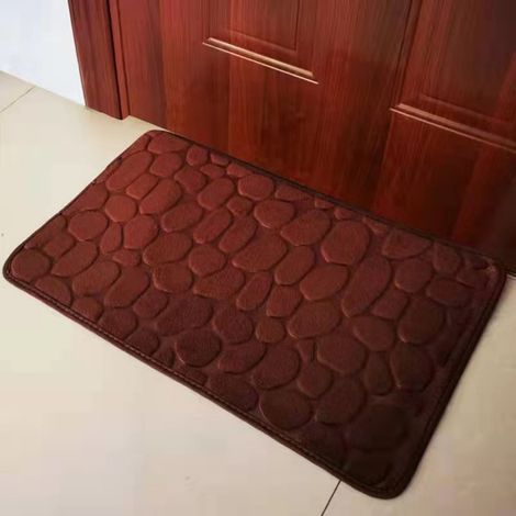 Ede Couleur café - petits cailloux 5080cm (corail polaire 0,8cm d'épaisseur) Paillasson en polaire corail petit format, paillasson d'entrée, tapis de maison, tapis absorbant et antidérapant. (1/5)