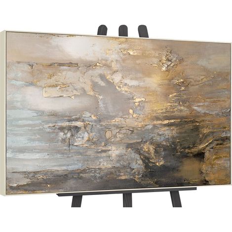Gemälde Goldene Horizonte II Rahmen Beige 120x80 cm