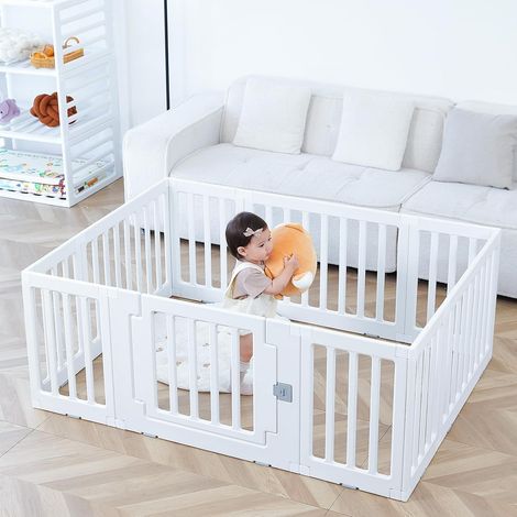 Parc d'activités pour bébés et enfants Cour de jeu sécuritaire intérieur et extérieur Protection forte pour le temps de jeu des tout-petits (9 panneaux + 1 porte) (1/5)