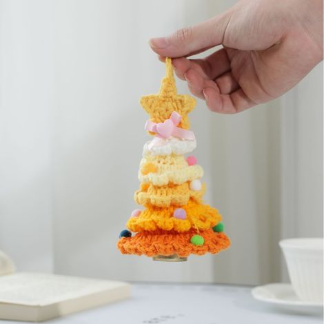 Sapin de Noël tricoté au crochet, décoration en laine, ornements suspendus et figurine pour la fête de Noël (1/4)