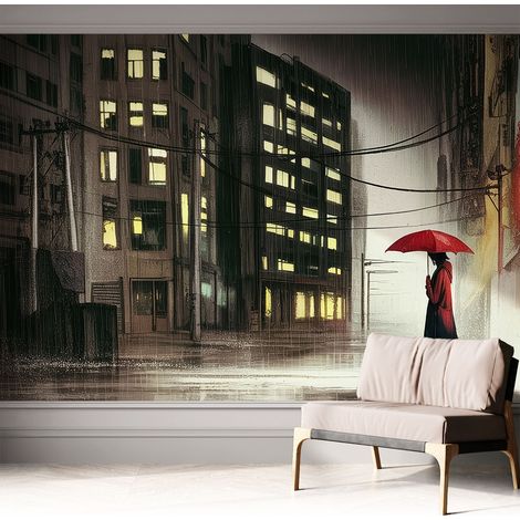 Selbstklebend Tapete - Wandgestaltung - Tapete Wohnzimmer - Flur Eingangsbereich Regenstadt 312x219 cm (1/5)
