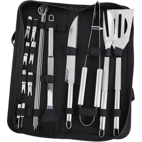 Set Ustensiles Barbecue INOX pour Camping et Fête Plein Air Outils Barbecue Pratiques et Compacts pour Grillades Extérieur (1/4)