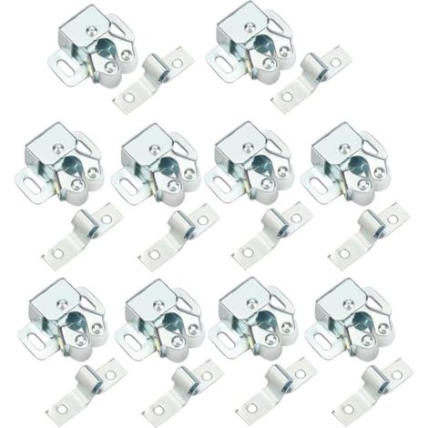10 verrous de porte placard réglables, ressort à bille en acier et nylon, couleur argent, idéaux (1/5)