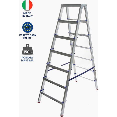 SCALA ALLUMINIO 8 GRADINI DOPPIA SALITA 1,92mt 8+8 CASALINGA NANCY S. CANNAROZZI (1/2)