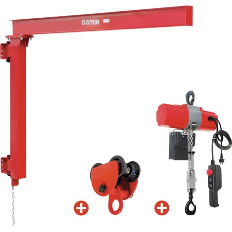 Potence murale 500 kg avec palan électrique à chaîne 6 m et chariot roulant MW Tools PHM500SET2 (1/5)