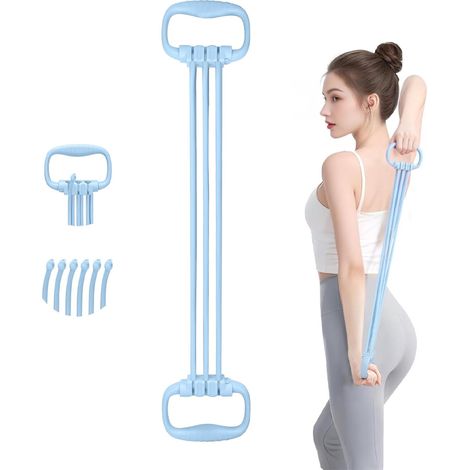 Bande de résistance en forme de 8 pour femmes, 15-90 livres (environ 6,8-40,8 kilogrammes), bande de résistance réglable, exercice pour les bras et le dos, 6 cordes élastiques de fitness, bandes de ré (1/5)