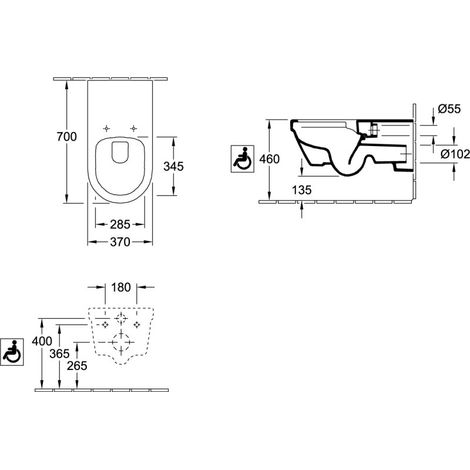 Villeroy & Boch 56498101 Pack combiné ViCareUNIVERSAL 370x700x