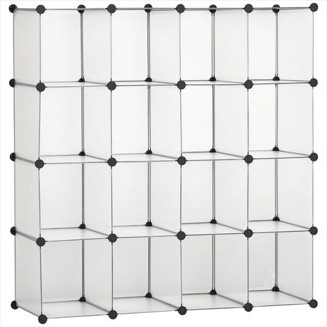 Bibliothèque modulaire 16 cubes en plastique blanc PP (1/5)