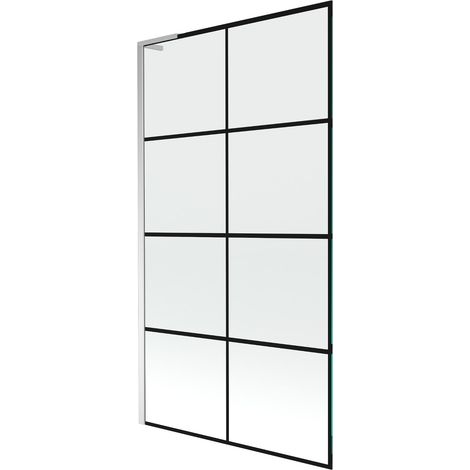 Mexen Next L paravento per vasca da bagno 1 anta 100 x 150 cm, griglia nera, cromo - 895-100-000-03-77-01 (1/5)