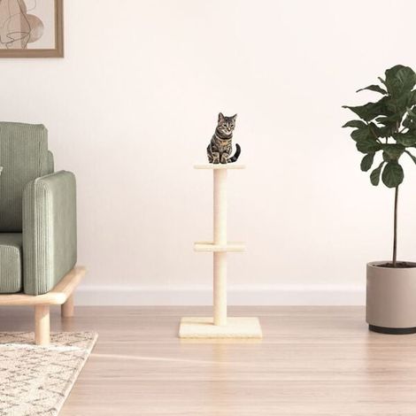 Arbre à chat avec griffes en sisal couleur crème, 73 cm