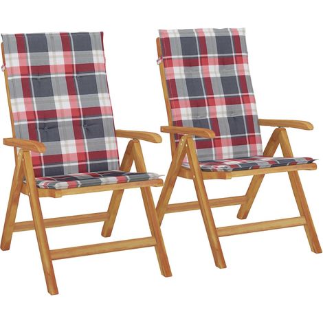 Maison Exclusive - Sedie da Giardino Reclinabili con Cuscini 2 pz in Legno di Teak (1/5)
