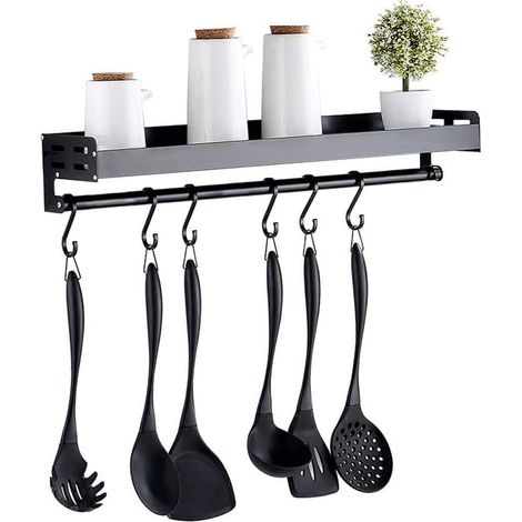 Étagère de cuisine murale adhésive, sans perçage, étagère à épices murale en aluminium antirouille pour balcon, 40 cm (1/4)