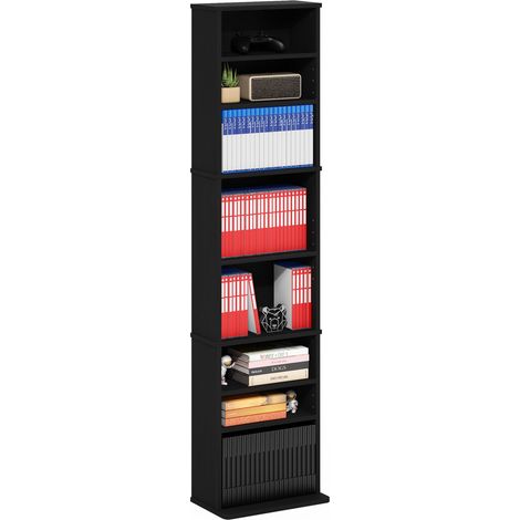 Étagère À DVD, Étagère Haute Et Étroite À 9 Niveaux pour CD, Meuble De Rangement Multimédia, pour Salon Ou Bureau, Style Américain (1/5)