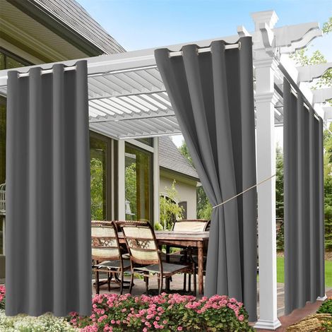 Rideaux d'extérieur Imperméables à oeillets Gris Foncé 180x213cm - Imperméable, Isolation thermique, Anti-UV, Jardin/Bureau
