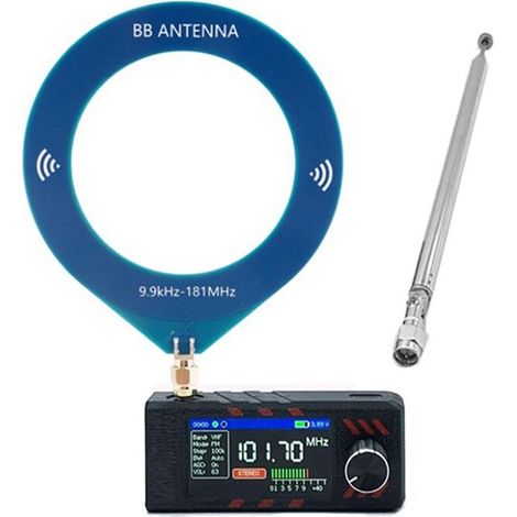 SI4732 Radio portátil de 0,5-108 MHz, pantalla IPS de 1,9 pulgadas, radio de bolsillo con antena de bucle de 9,9 kHz a 181 MHz