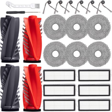 Ersatzteile für Roborock Qrevo Curv/Qrevo Edge/Q Revo Curv S5X Saugroboter, Ersatz Zubehörset mit 2 Doppel-Hauptbürsten, 6 Filtern, 6 Wischpads, 6 Seitenbürsten, Reinigungsbürste und Schraubendreher
