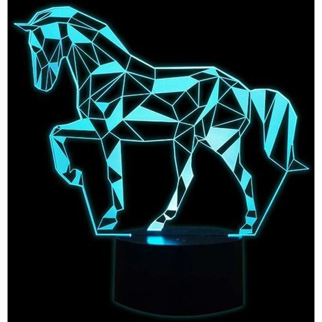 Luce notturna a LED con illusione ottica 3D per bambini, lampada a forma di cavallo 3D con 7 colori cangianti, lampada da comodino sensibile al tocco per la decorazione della camera da letto, lampada (1/5)