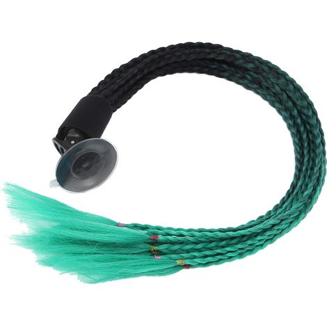 Motorradhelm mit Dreadlock-Perücke – Smaragdgrün-schwarzer Farbverlauf-Pferdeschwanz-Dekoration (1/5)