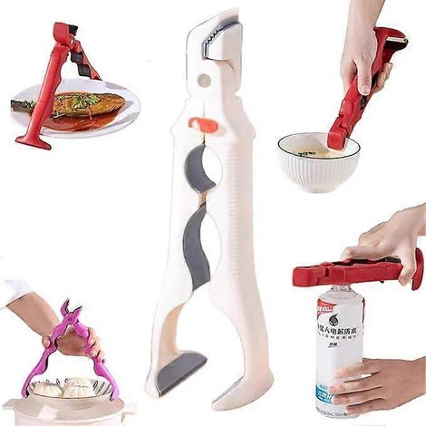 3-in-1 Anti-Scald Clip Silicone Kitchen Holder Anti-Scald Plate Bowl Dish Pot Lifter, Multi-Angle One-Hand Operation, Silicone & Nylon Ergonomic Grip (1/5)
