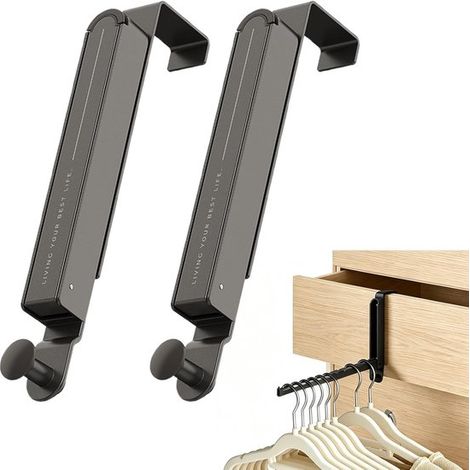 Appendiabiti pieghevole da appendere alla porta, salvaspazio, ulteriore spazio di archiviazione, non richiede foratura, per porte fino a 4,8 cm, grigio (1/5)