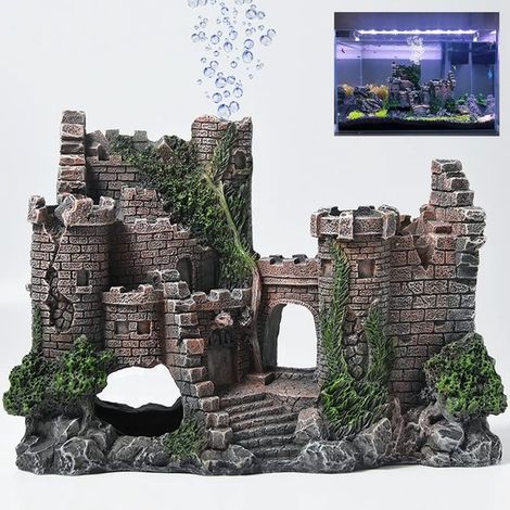 Decorazione per acquario, decorazione per grotta, ornamenti per nascondiglio, castello, ornamenti decorativi per acquario, castello, decorazione per acquario a forma di castello, nascondiglio, grotta (1/5)