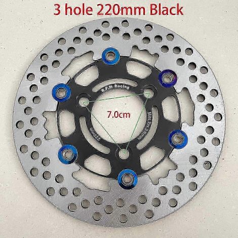 Disques de frein flottants universels en alliage d'aluminium pour moto, diamètre extérieur 200 mm/220 mm/245 mm/260 mm, plaquettes de frein à refroidissement rapide (7,0 cm, noir, 220 mm) (1/5)