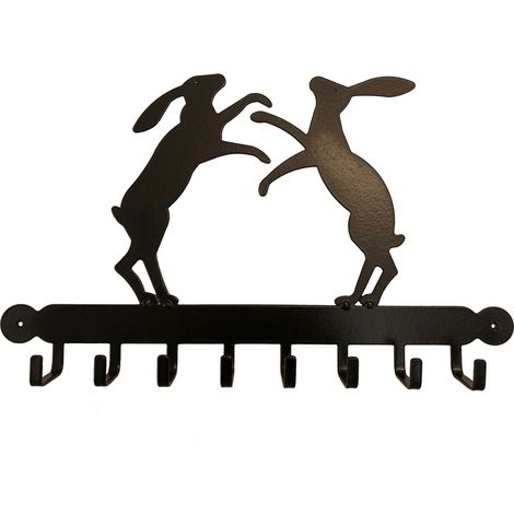 Tool Rack (Boxing Hares) - Steel - W54.6 x H30.5 cm - Black