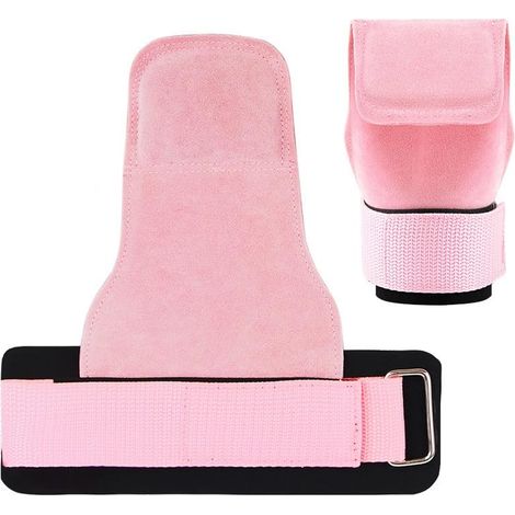 Protège-mains de musculation rose, en cuir synthétique, sangle ajustable, pour tractions, haltérophilie et musculation (1/5)