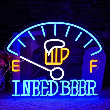 Insegna al neon a forma di birra, schiuma al neon a LED a forma di birra per camera da letto, bar, cantina, ristorante, decorazione hotel (41 x 33 cm) (1/5)