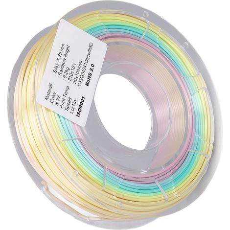 Filament PLA 1,75 mm multicolore à dégradé de soie brillant, consommable pour impression 3D et modélisation, 200 g (1/5)