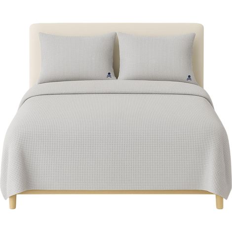 Funda nórdica 260x240cm y fundas almohada de algodón con cierre de botones Waffle