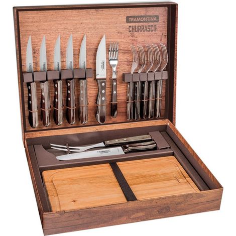 Grillzubehör Tramontina 15-teilig Edelstahl Holz (1/5)