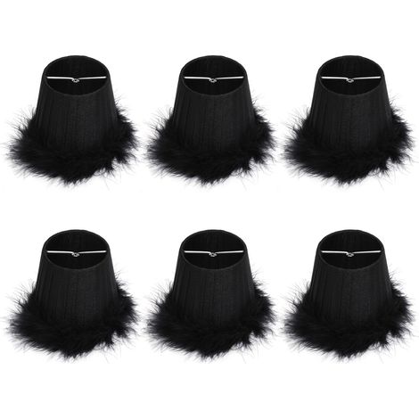 Lot de 6 abat-jour en tissu avec bordure en plumes pour suspension, accessoires de décoration pour lustre. (1/5)