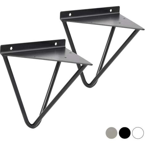 Equerre Etagere Flottantes Forme en Triángulo Geométrico, Supports Etagere Dissimulé Invisible Vintage en Fer du Mural, Equerre Mural avec Vis Industriel pour Déco Salon, 2 Pièces/Noir (1/5)