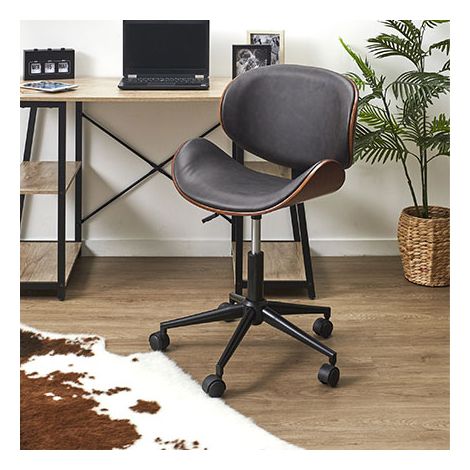 Chaise - HOME DECO FACTORY - Reno - Roulettes - Noir et marron (1/10)