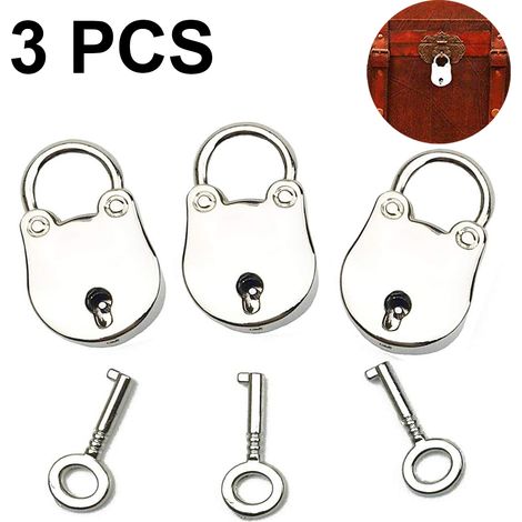Cadenas Mini - Cadenas À Clé Vintage En Alliage De Zinc - Pour Sac À Main Boîte À Bijoux Carnet - Lot De 3 (1/5)
