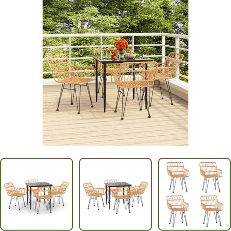 Salle à manger de jardin - Ensemble à manger de jardin 5pcs Résine tressée (1/5)
