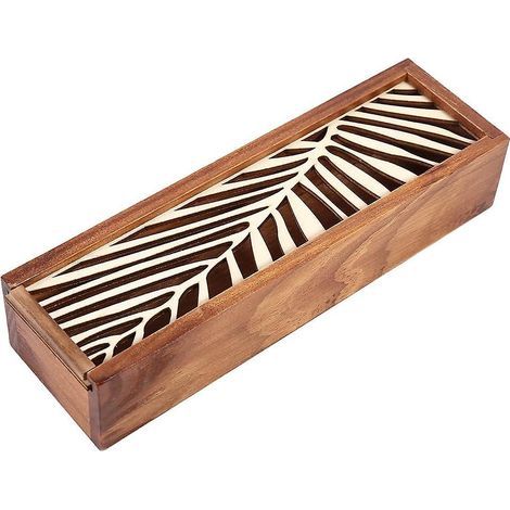 Hohle Stiftebox aus Holz (3) Stiftehalter Schreibtisch-Organizer Geschenkbox für Studenten, Studenten und Büro (1/5)