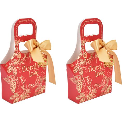 50 Sacs à Bonbons en Papier Élégants avec Rubans pour Noël, Anniversaires et Mariages - Style Rétro Carmin et Ruban Doré